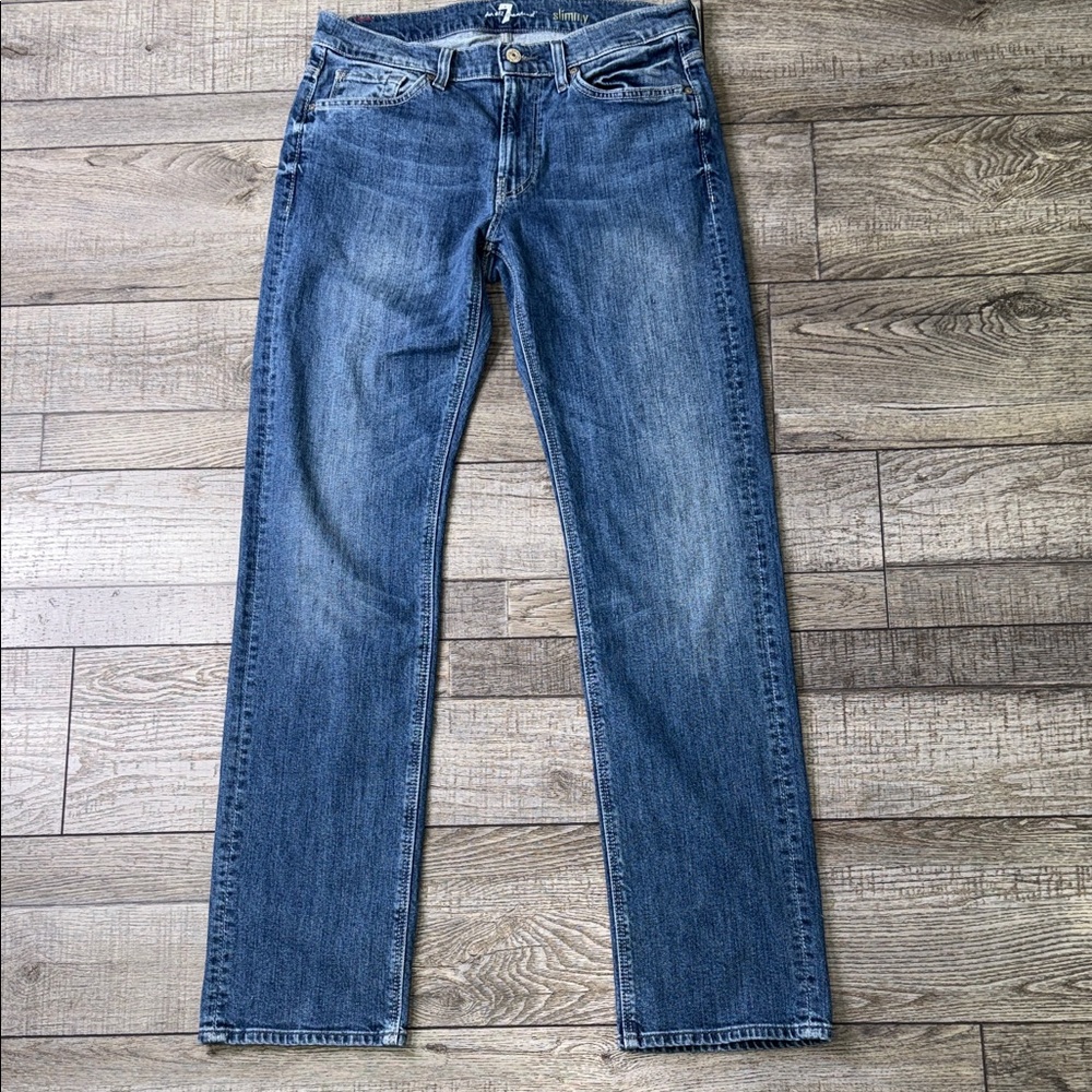 7 For All Mankind Men's Straight Blue Jeans